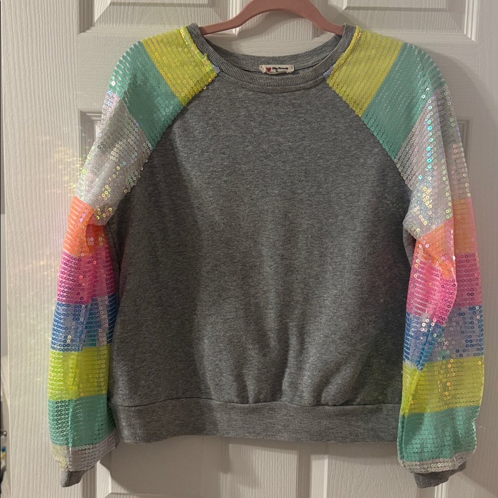 Glitzy Mermaid Sweatshirt With Sequin Sleeves